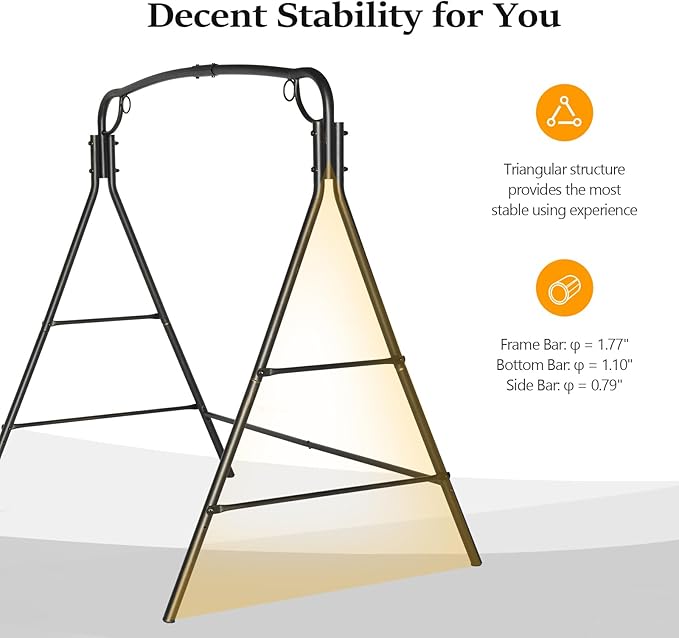 VINGLI Metal Porch Swing Frame, Heavy Duty 660 LBS Limit Steel Porch Swing Stand - Image 4