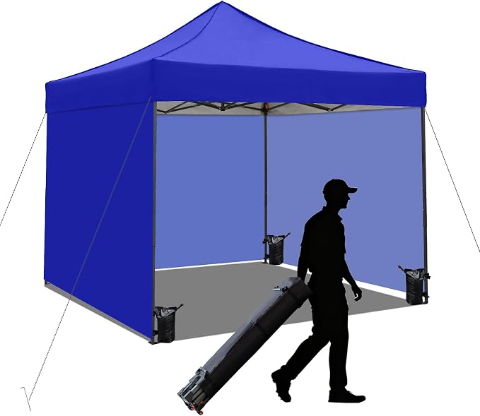 10x10 Pop up Canopy Tent with Sidewalls, Heavy Duty Waterproof Sun Shade Canopy by AERGERGER