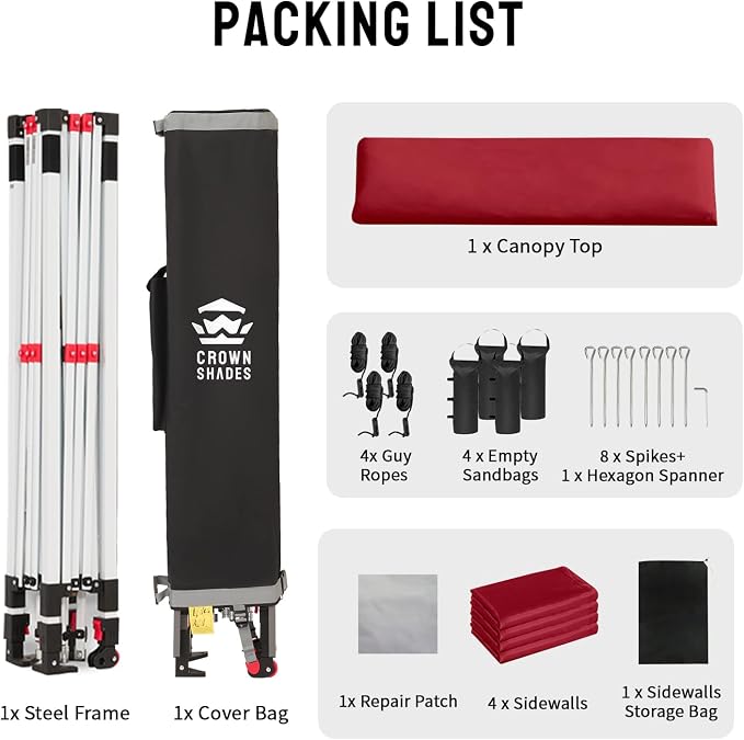 CROWN SHADES 10X10 Comercial Instant Canopy Pop Up Tent - Image 8