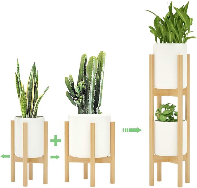MUDEELA 2 Pack Indoor Plant Stands, 2 Tier Tall Plant Stand 30 inches, Mid by MUDEELA