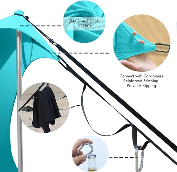 Beach Canopy Windproof Design, Sun Shelter UPF50+ Portable Family Tent - Image 2