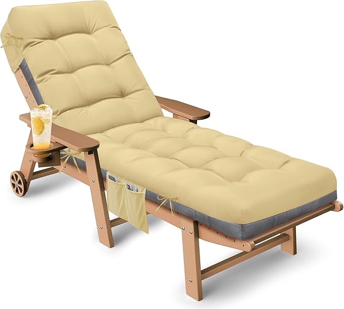 Outdoor Lounge Chair Cushion, Waterproof Replacement Chaise Lounge Cushions by Tycdiose