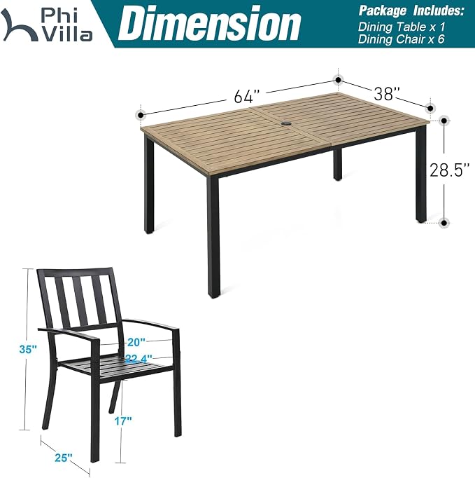 PHI VILLA 7 Pieces Outdoor Dining Set - Image 9