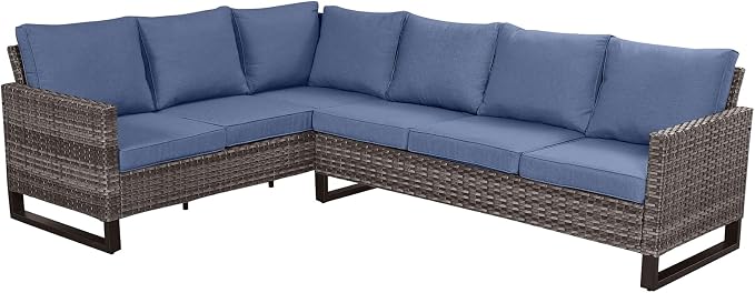 Belord Outdoor Sectional Sofa 6 Seater L Shaped Couch Wicker Patio Conversation by Belord