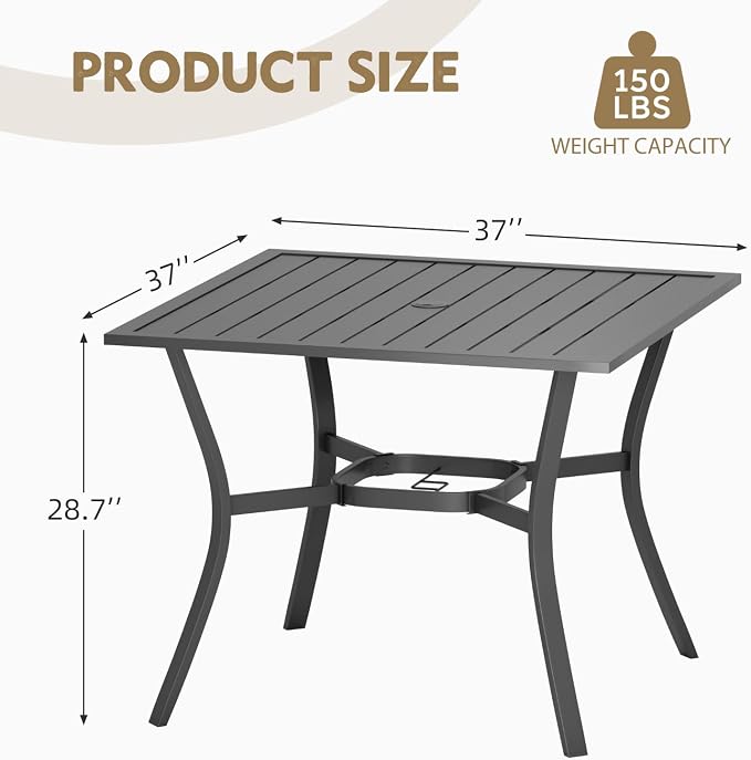 MELLCOM 37''x37'' Outdoor Dining Table - Image 2