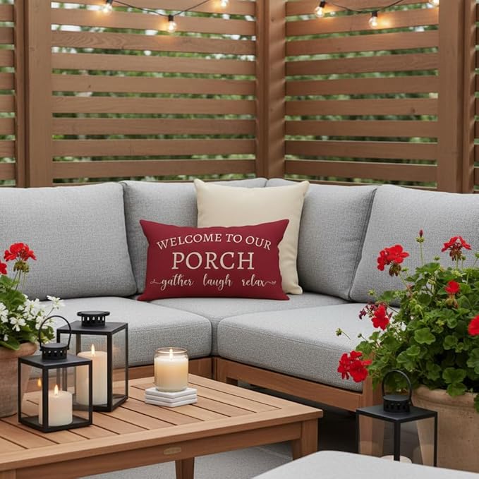 PANDICORN Welcome to Our Porch Stay Awhile Outdoor Lumbar Decorative Throw - Image 6