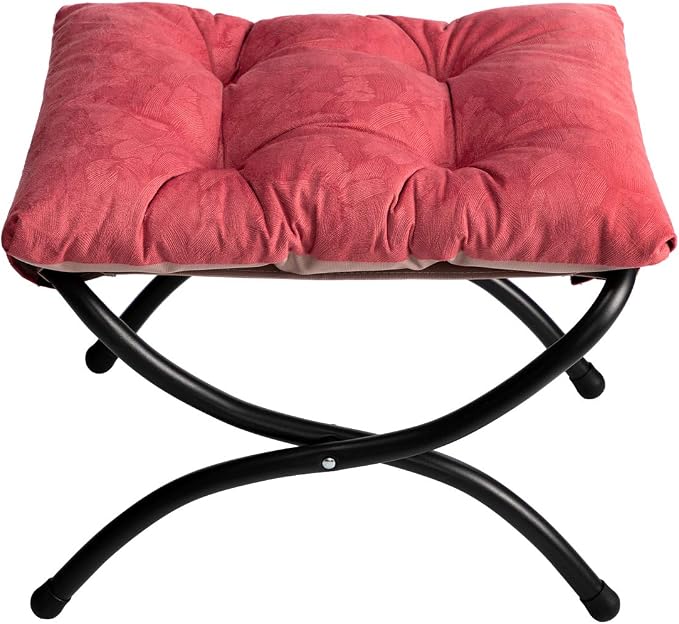 AbocoFur 15" Folding Footrest Stool, Accent Padded Sofa Foot Stool - Image 9