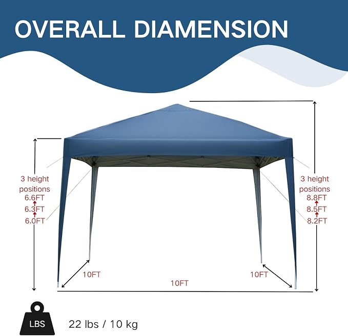 Outvita 10x10ft Ez Pop Up Outdoor Canopy Tent, Portable Commercial Instant Tent - Image 4