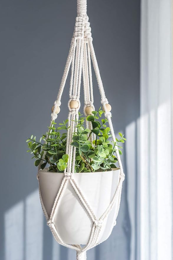 Mkono Macrame Plant Hanger 3 Tier Indoor Outdoor Hanging Planter Basket Cotton - Image 5