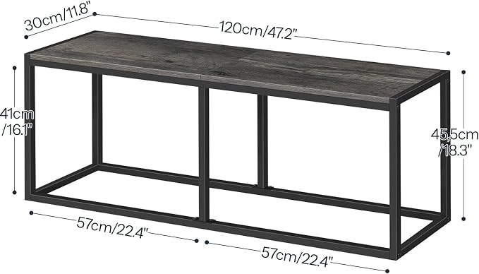 HOOBRO Dining Bench, 47.2 Inch Industrial Style Kitchen Table Bench, Steel Frame - Image 3