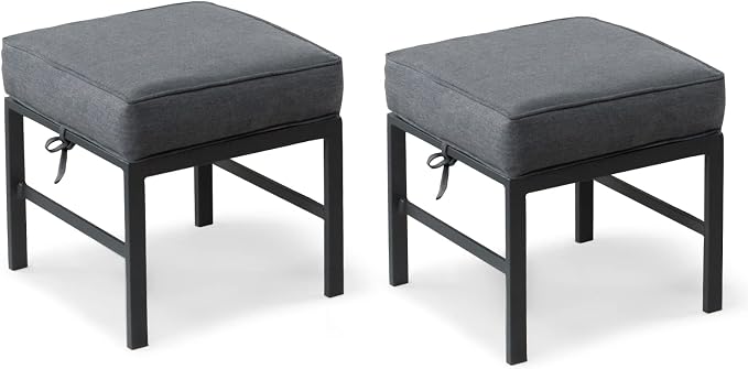 2 Pieces Outdoor Ottomans for Patio, No-Assembly Aluminum Outdoor Patio by Auzfy
