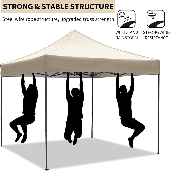 10x10 Pop up Canopy Tent with Sidewalls, Heavy Duty Waterproof Sun Shade Canopy - Image 4