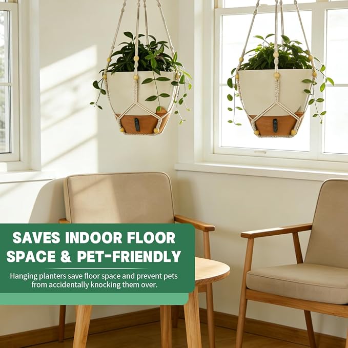 Self-Watering Hanging Planters for Indoor Plants Set 2-Piece Includes Plant - Image 4