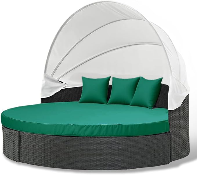 MICTONY Outdoor Daybed Cushion Cover, Sun Bed Round Cushion ONLY, Ink Green by Mictony