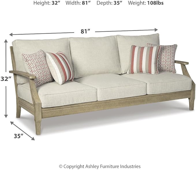 Signature Design by Ashley Clare View Outdoor Patio Sofa, 4 Throw Pillows - Image 2