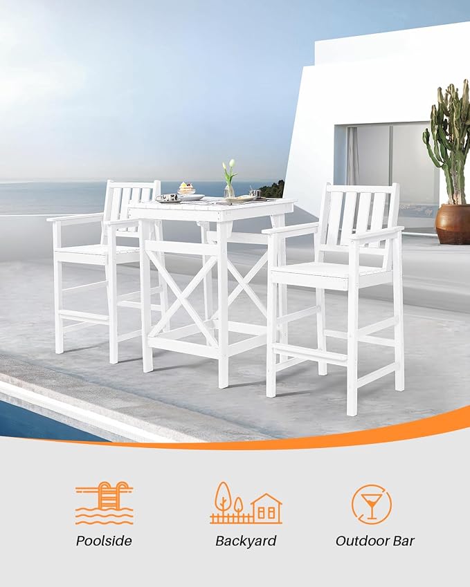 HDPE Outdoor Bar Table, Weather Resistant HDPE Patio High Top Pub Table - Image 6