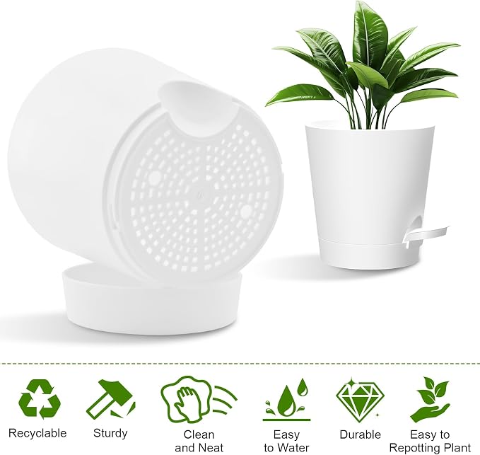 Self Watering Pots, 7/6.5/6/5.5/5/4 inch Flower Pots - Image 3