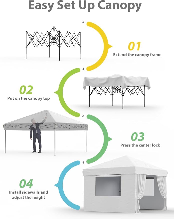 10x10 Pop Up Canopy with Removable 3 Sidewalls - Image 2