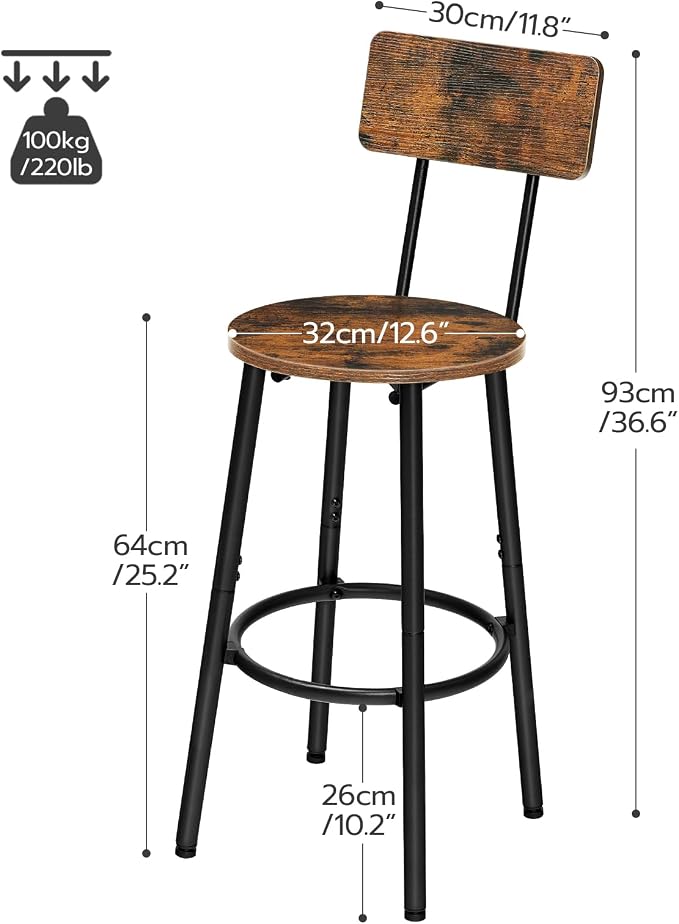 HOOBRO Bar Stools, 25.2" Bar Chairs - Image 3