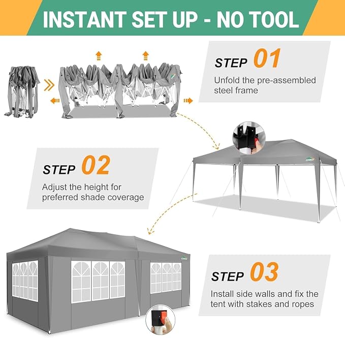 COBIZI 10x20 Pop Up Canopy Tent - Image 5