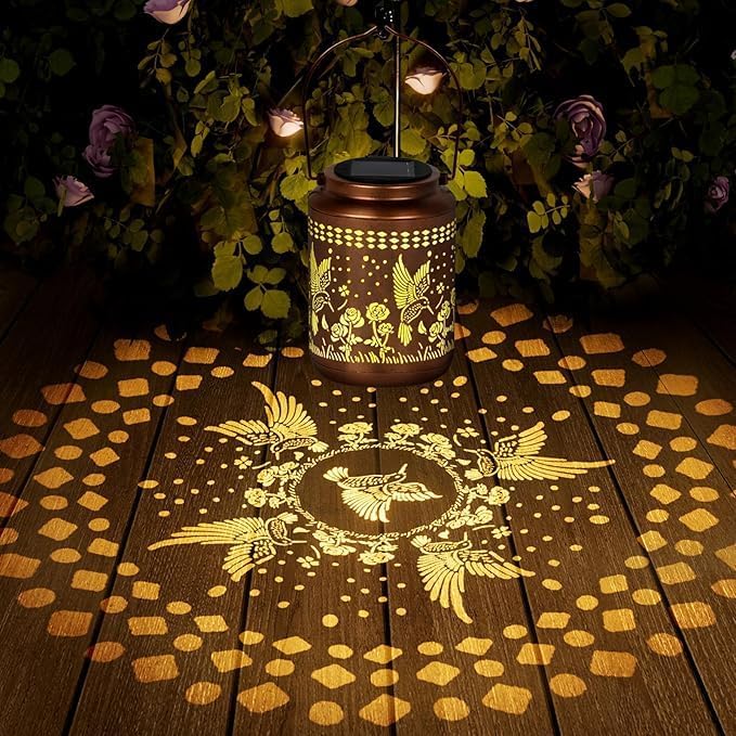 Hummingbird Solar Lantern Outdoor Hummingbird Decor Garden Decor Waterproof - Image 2