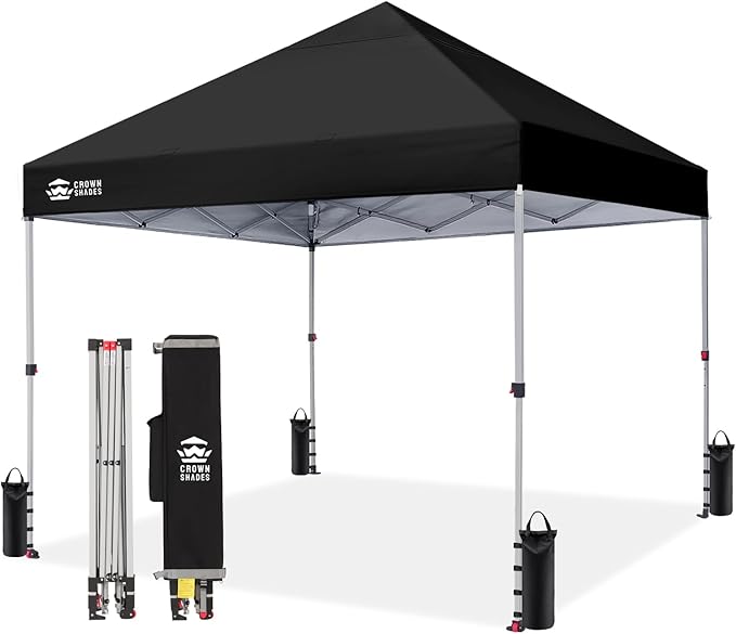 CROWN SHADES 8x8 Pop Up Canopy, Patented Center Lock One Push Instant Popup by CrownShades