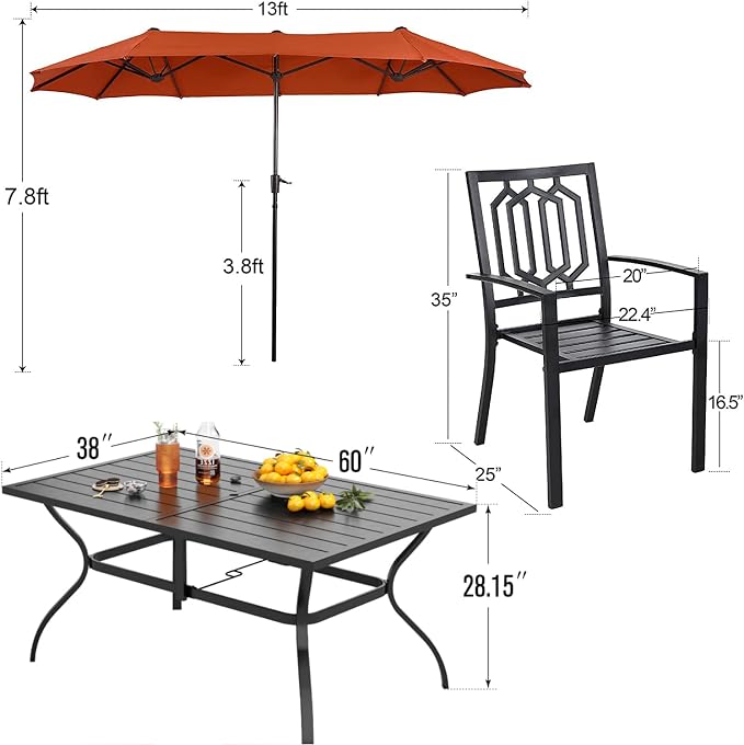 PHI VILLA Patio Dining Set 8 PCS - Image 9