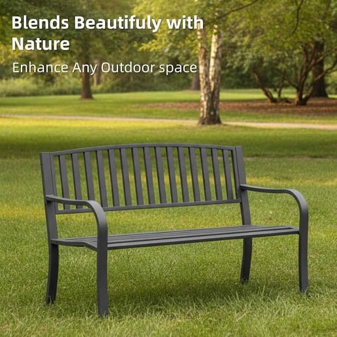 SHGJ&SOFT Outdoor Bench, Garden Bench, Outdoor Metal Frame Patio Park Bench - Image 5