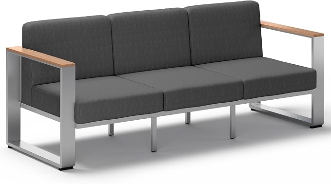 Outdoor Aluminum 3-Seat Sofa, Modern Patio Patio Furniture by ComfCove
