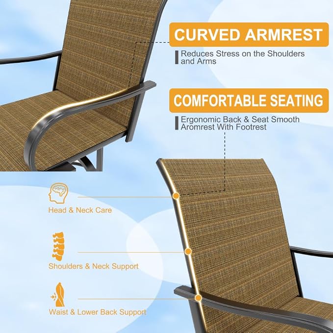 GarveeLife 4 Piece Outdoor Swivel Bar Chairs, Patio High Swivel Bar Stools - Image 5
