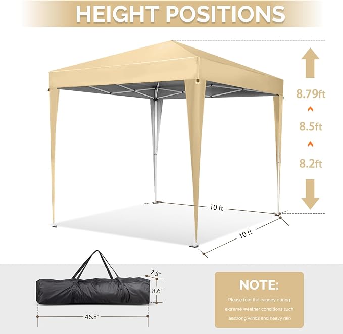 VINGLI Pop Up Canopy Tent with Sidewalls, Outdoor Gazebo Canopy Tent, Patio - Image 3