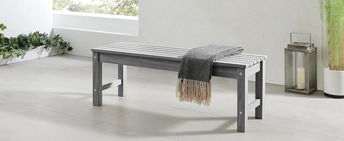 Psilvam 2-Person Outdoor Poly Lumber Patio Backless Bench, Fade-Resistant & - Image 5