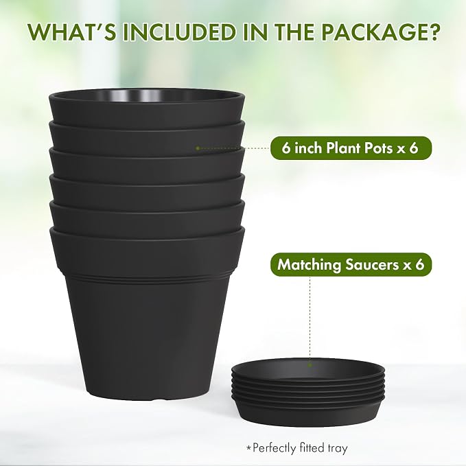 6 Inch Thick Plastic Plant Pots - Image 5