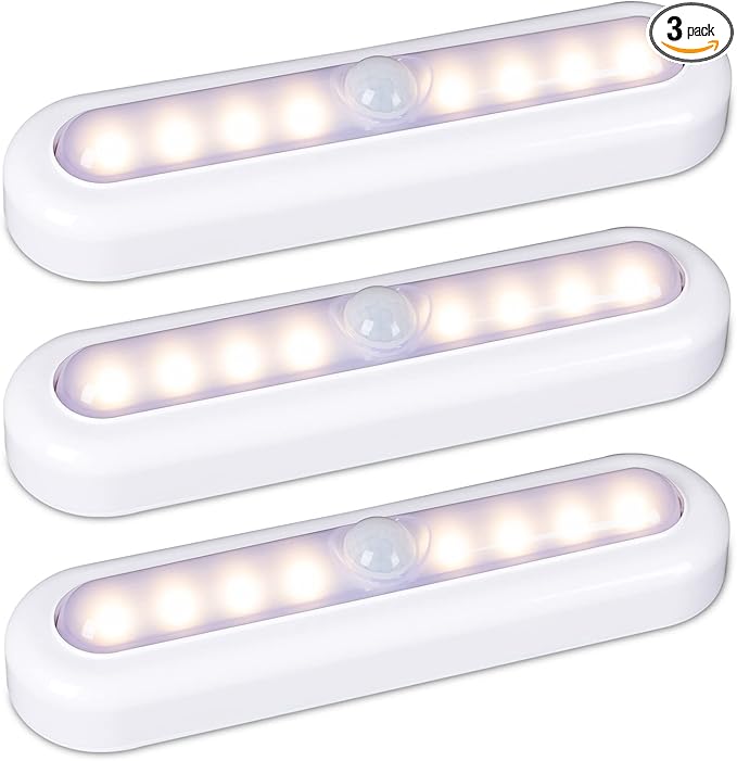 STAR-SPANGLED 3 Pack 7” Motion Sensor Lights Indoor Battery Operated, Stick on by STAR-SPANGLED