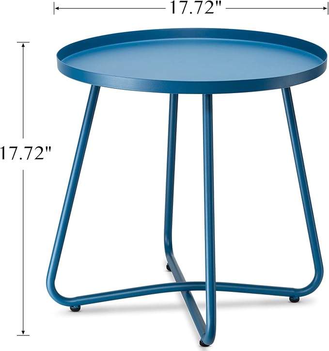 danpinera Outdoor Side Tables, Weather Resistant Steel Patio Side Table - Image 3