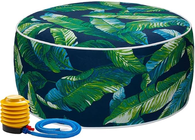 Magpie Fabrics Inflatable Stool Ottoman Pouf D20 xH9, Outdoor Round Footrest by Magpie+Fabrics