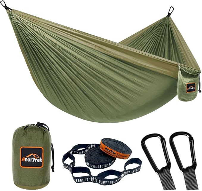 Camping Hammock, Super Lightweight Portable Parachute Hammock by AnorTrek