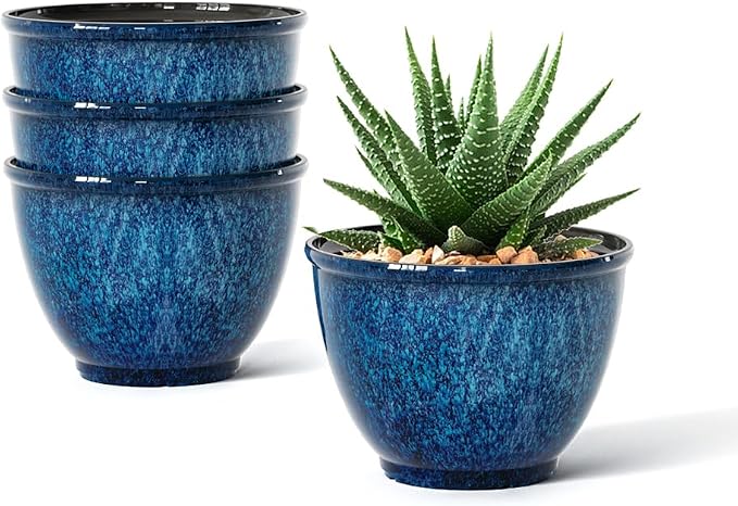 Plant Pots, 8 Inch Glaze Plastic Flower Pots by Vanslogreen