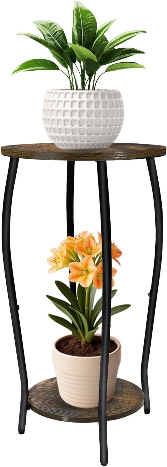 Plant Stand Indoor, 2 Tier Tall Wood Plant Stand, 4-Leg Floor Corner Plant - Image 7