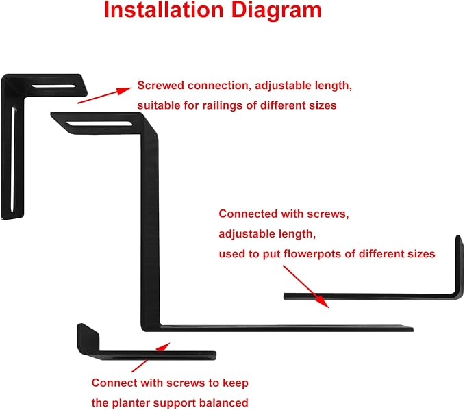 Planter Box Bracket, Flower Box Holder Brackets, Adjustable Window Box Brackets - Image 3