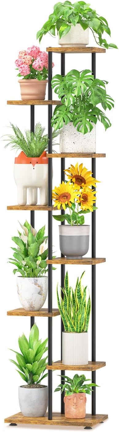 LASZOLA Black 7 Tiered Wood Plant Stand Indoor by LASZOLA