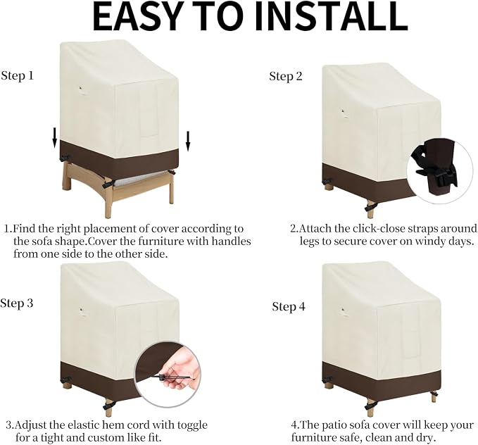 Easy-Going Heavy Duty Outdoor Stackable Chair Cover, Waterproof Patio Chair - Image 7