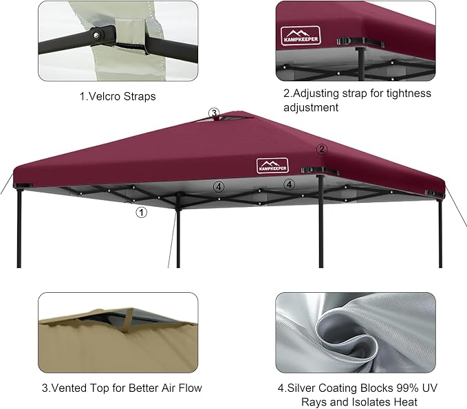KAMPKEEPER Replacement Top Pop Up Canopy Tent Cover Roof - Image 5