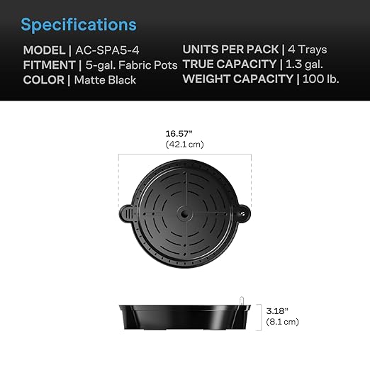AC Infinity Self-Watering Fabric Pot Base, Elevated Plant Saucers - Image 6