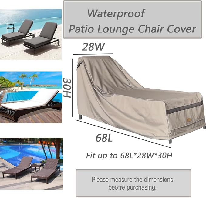 Patio Chaise Lounge Cover Waterproof, Heavy Duty Outdoor Lounge Chair Covers - Image 4