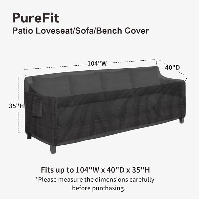 PureFit Outdoor Couch Cover Waterproof Patio Sofa Furniture Covers, 4-Seater - Image 2