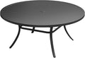 Patio Dining Table for 8-10, Round Metal Outdoor Table by VOXBIN