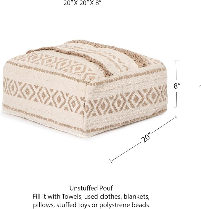 REDEARTH · UNSTUFFED Pouf Ottoman Cover Textured Storage Cube Bean Bag Poof - Image 3