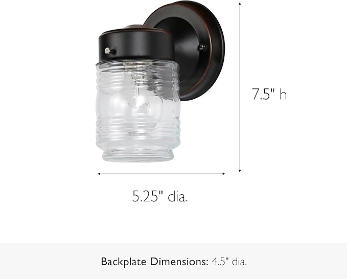 Design House 505198 Jelly Jar Classic 1-Light Indoor/Outdoor Wall Light - Image 3