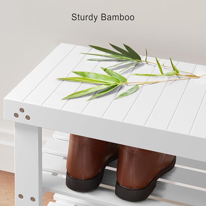 Pipishell Bamboo Shoe Rack Bench, 3-Tier Sturdy Shoe Organizer, Storage Shoe - Image 6